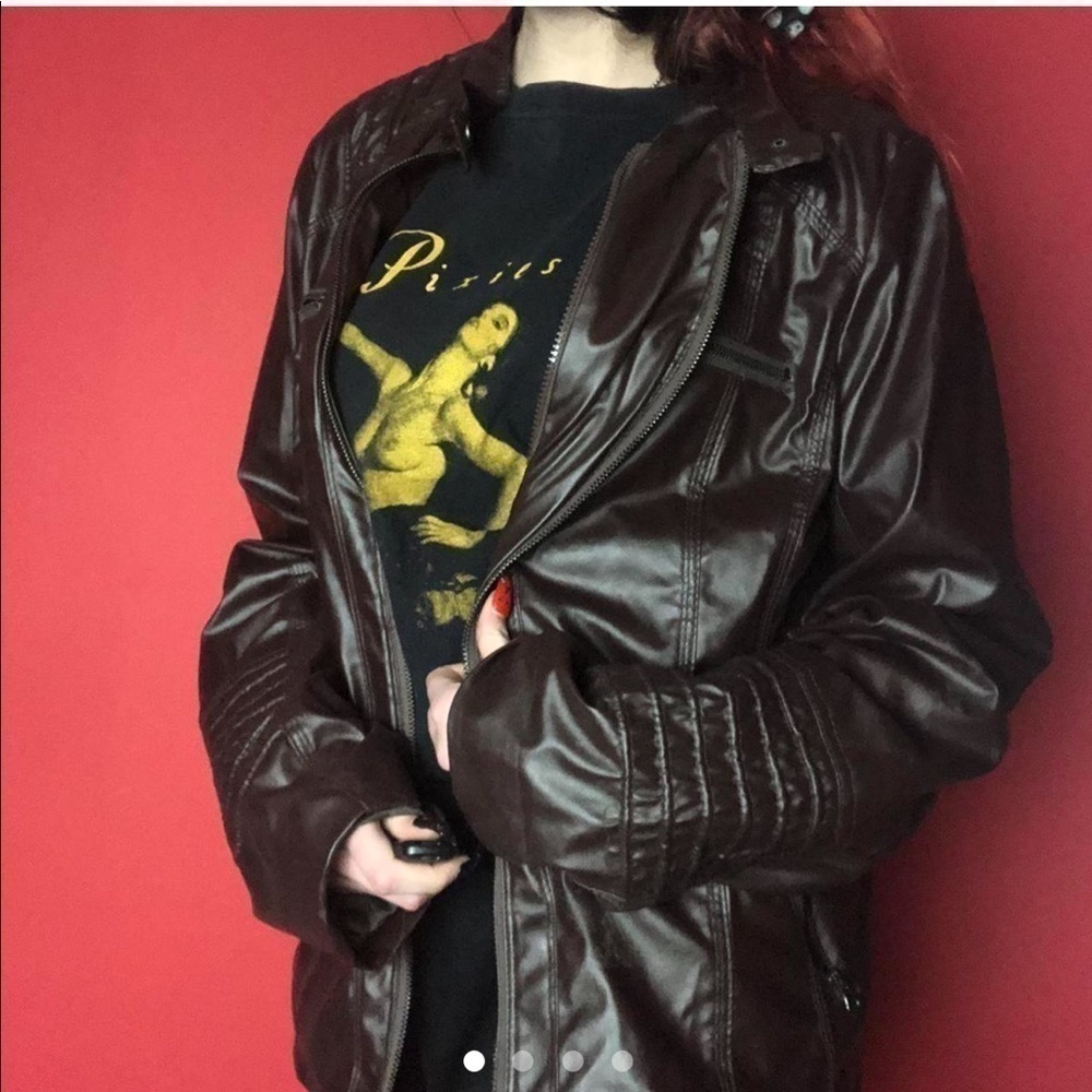 Chocolate brown faux leather jacket🤎🤎